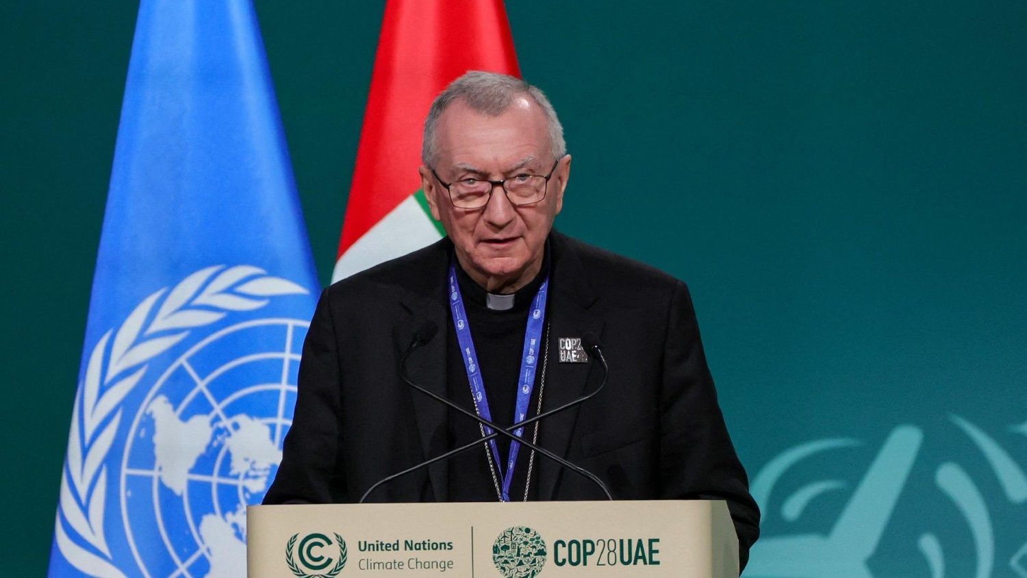ĐHY Pietro Parolin đọc diễn văn của Đức Thánh Cha tại Hội nghị thượng đỉnh về khí hậu COP28  (AFP or licensors)