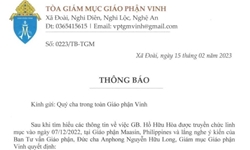 toa giam muc giao phan vinh thong bao gui cac linh muc trong giao phan ngay 15 02 2023