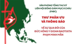 van phong tong thu ky fabc gui thu phan uu va thong bao den cac thanh vien ve su qua doi cua duc hong y gioan baotixita pham minh man