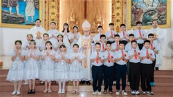 giao xu duc tam duc tong giuse nguyen chi linh cu hanh thanh le khai mac tuan chau va 24 thieu nhi lanh nhan hong an bi tich thanh the
